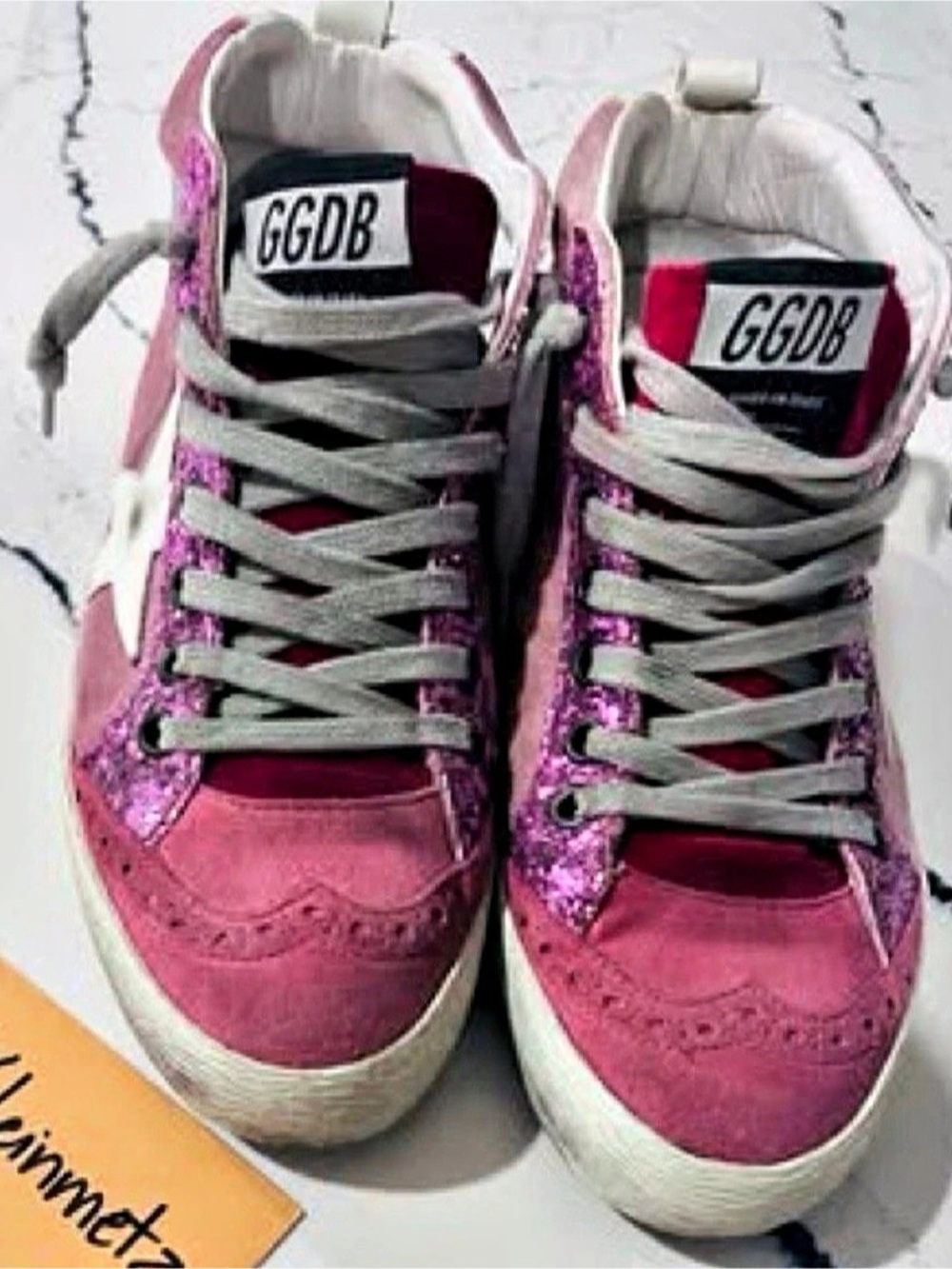 Golden Goose Mid Star Glitter and Suede Sneaker Sneakers Pink EU 36